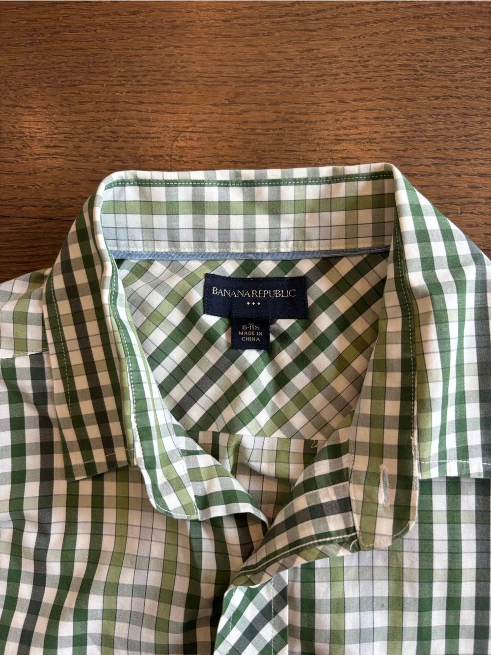 Banana Republic Green and White Plaid Button-Down Shirt